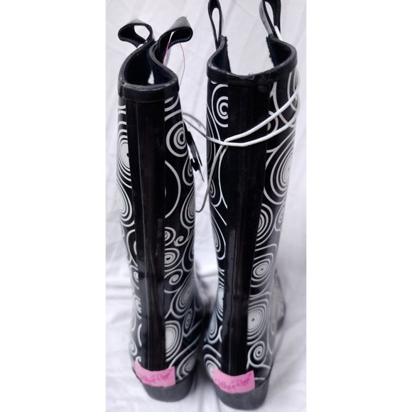 BLAZIN ROXX Layla Sz 7 Rain Boots Black White Outdoor Chore Cowgirl Boot 58106 - Picture 6 of 16